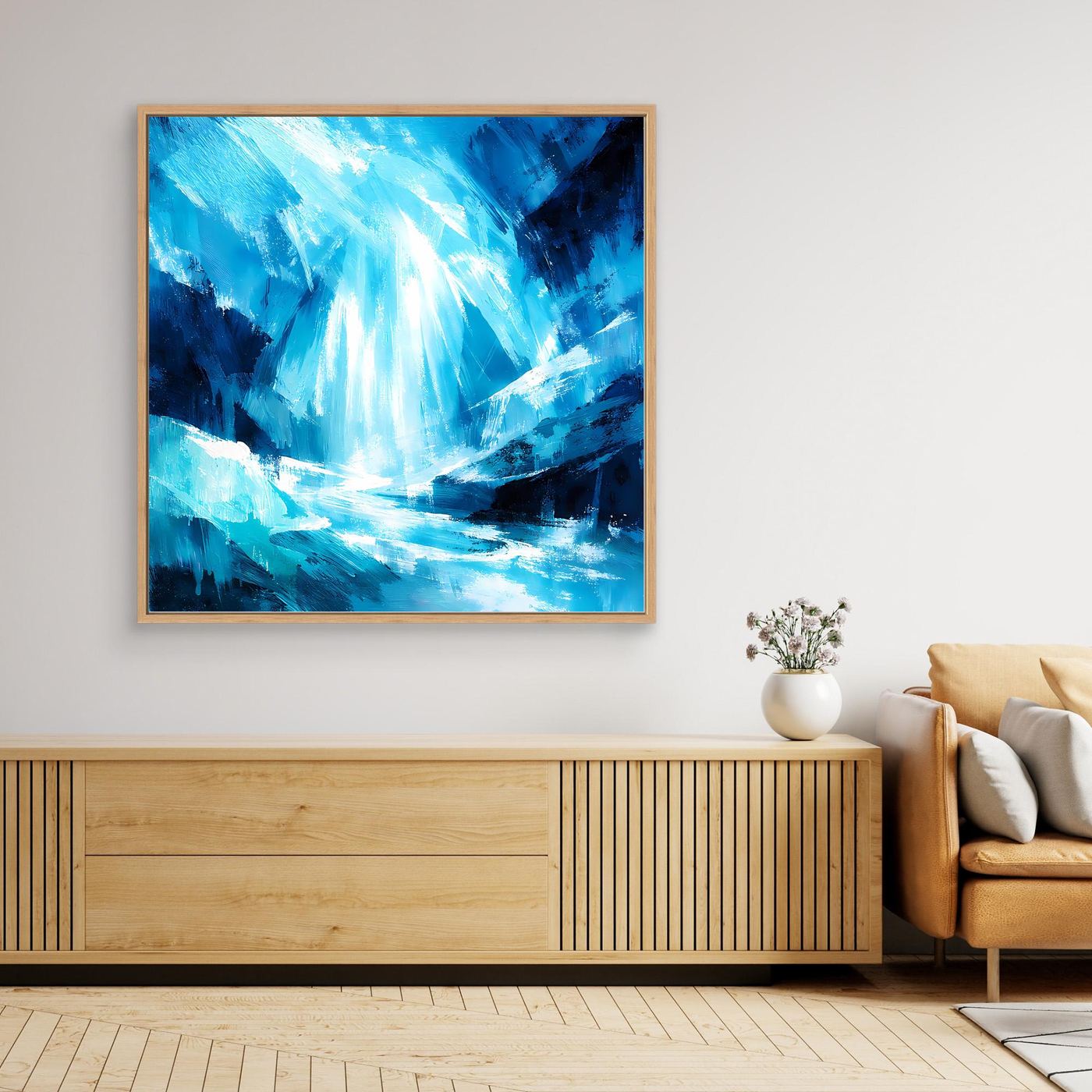 Leinwand Magischer Eiswasserfall | Abstraktes Natur Fantasy Wandbild