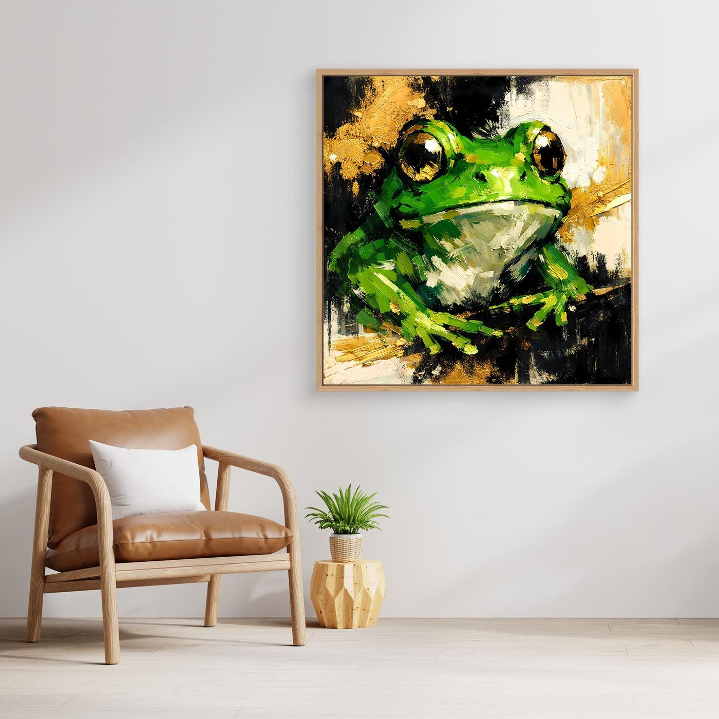 Leinwand Farbenfroher Grüner Frosch | Abstraktes Tier Wandbild