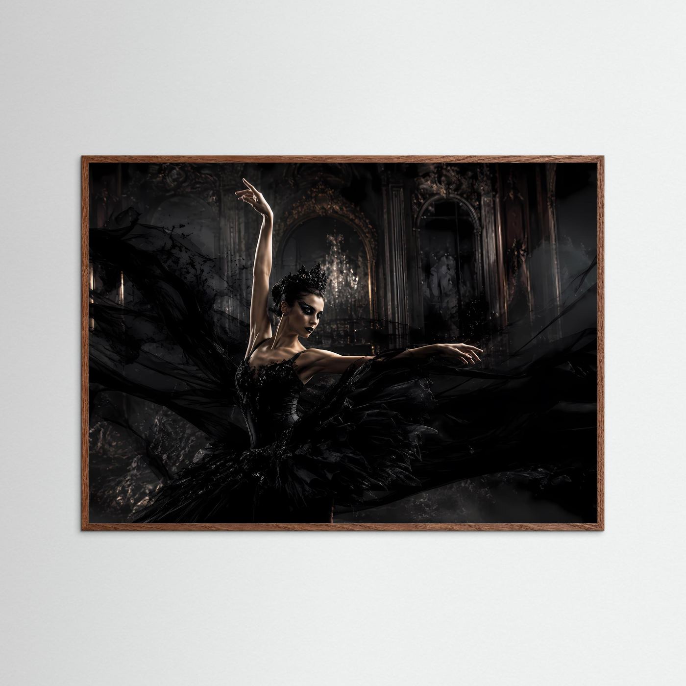 Dramatische Schwarzer Schwan Ballerina | Gothic & Eleganz Kunst Poster Querformat
