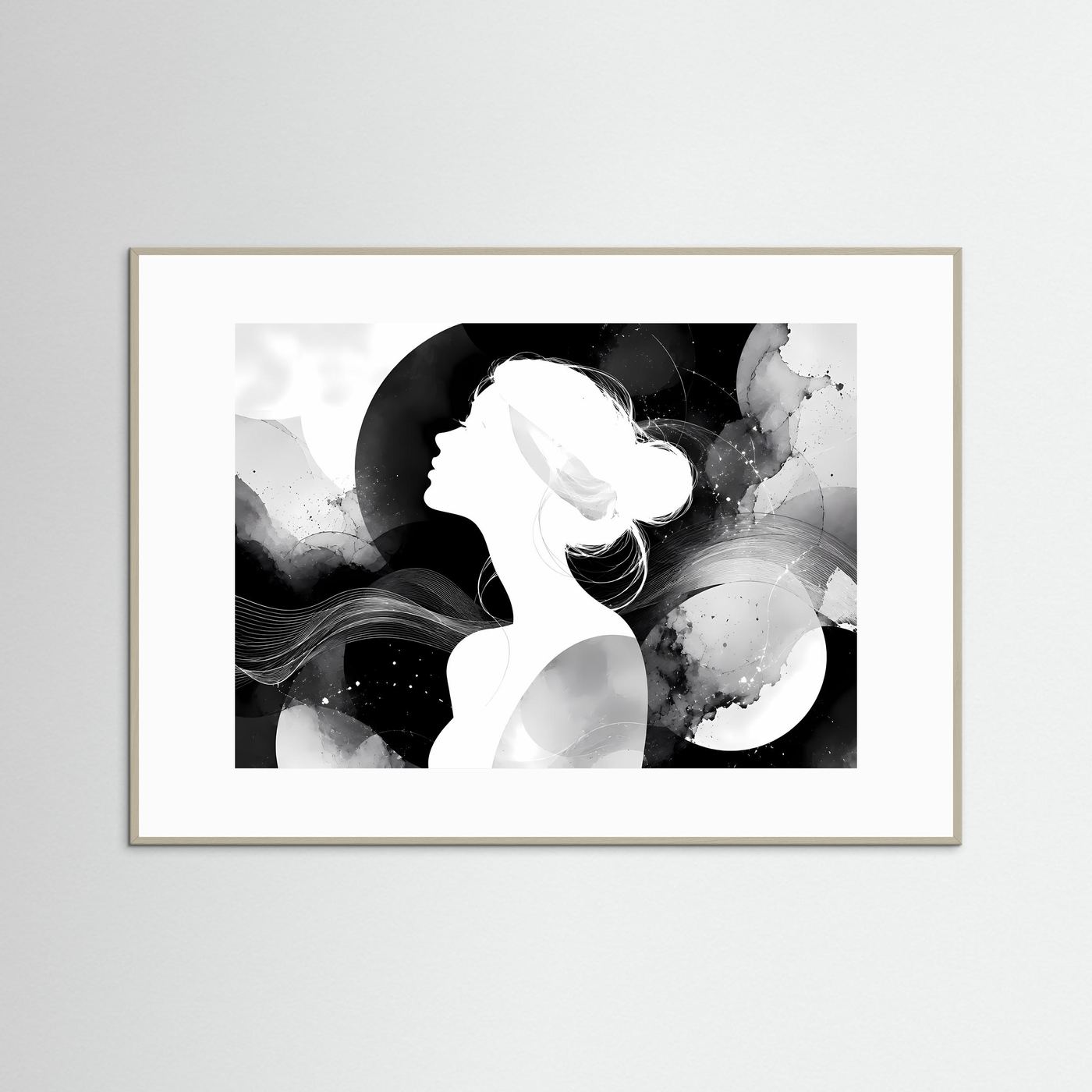 Abstrakte Frauen Silhouette Schwarz Weiß | Minimalistische Wandkunst | Modernes Line Art Poster | Elegante Monochrome Kunst | Zeitlose Leinwand