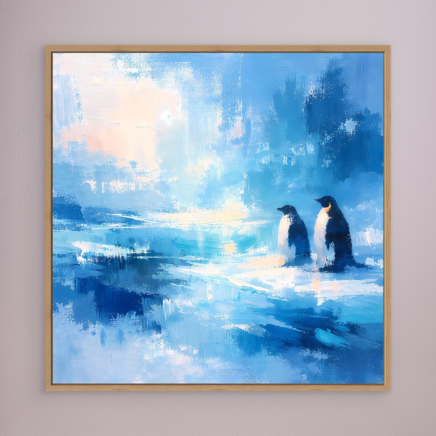 Leinwand Majestätische Pinguine im Ewigen Eis | Abstraktes Antarktis Wandbild