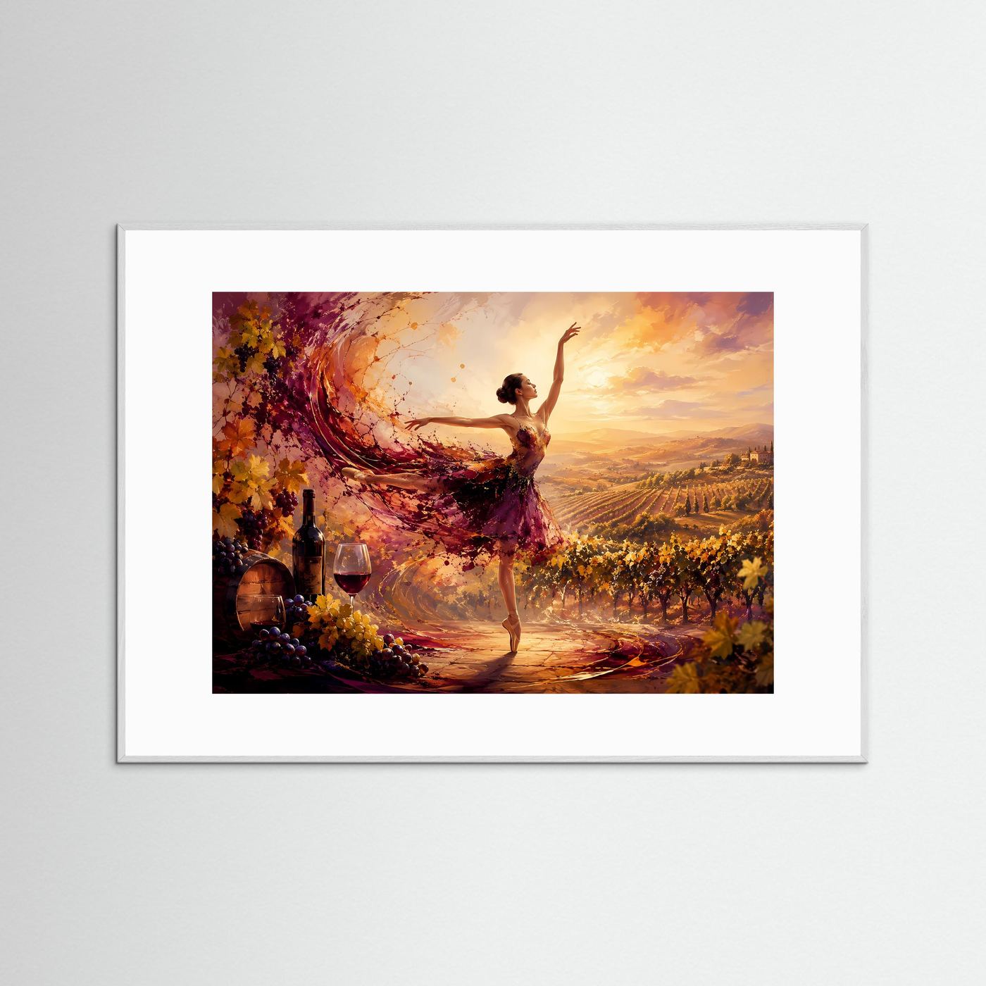 Ballerina im Weinberg | Elegantes Tanz Poster mit Toskana & Weinromantik