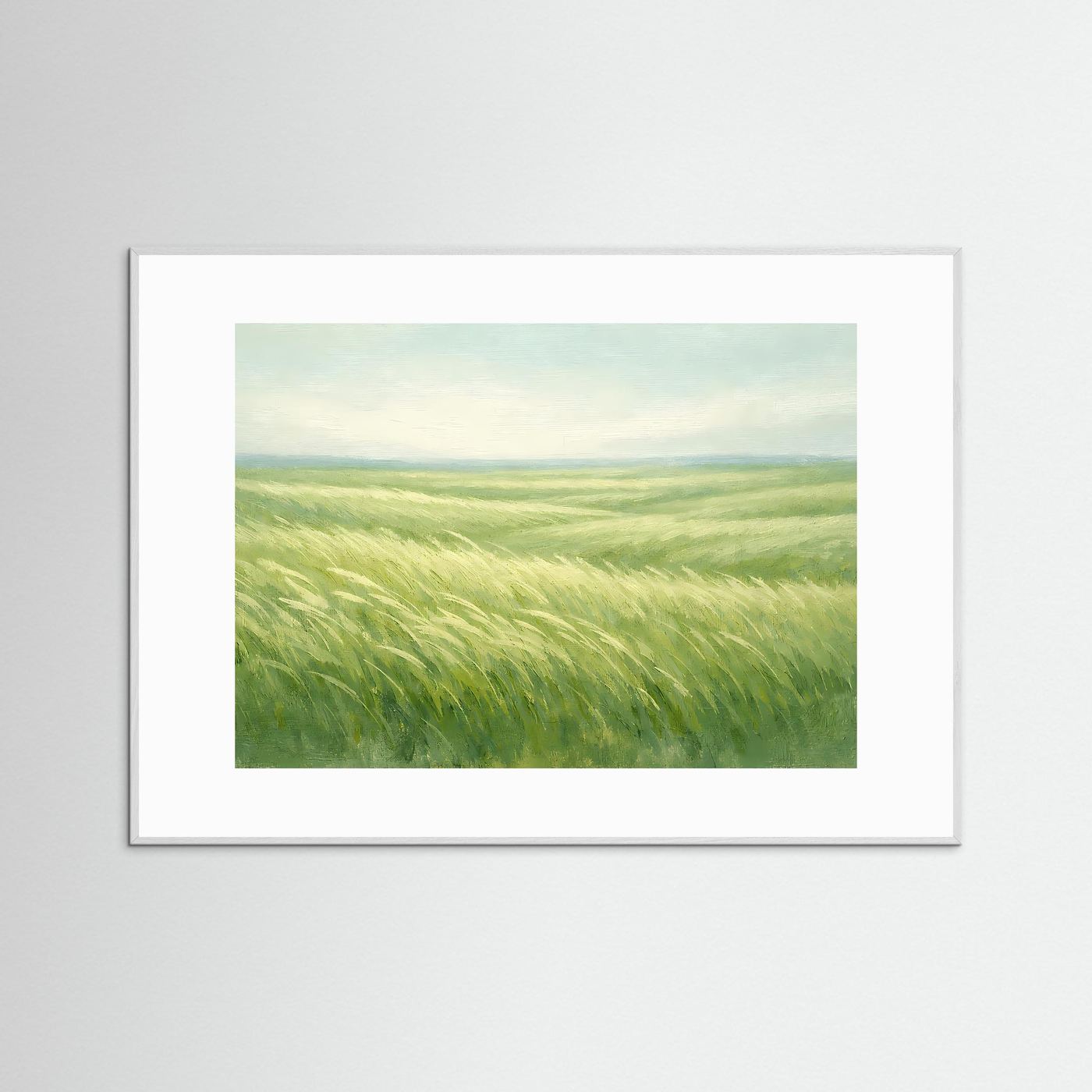 Weite Graslandschaft im Wind | Beruhigende Natur & Wiese Poster Querformat