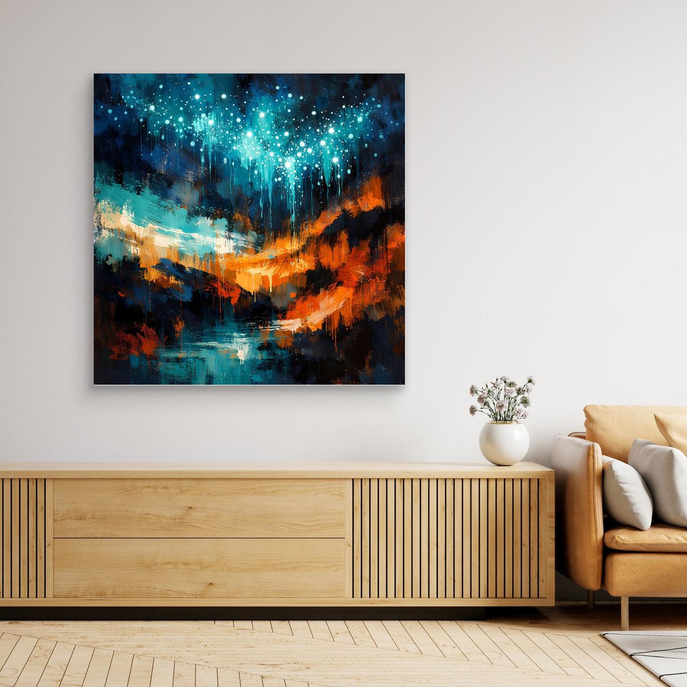 Leinwand Magische Glühwürmchen-Höhle | Abstraktes Natur Fantasy Wandbild