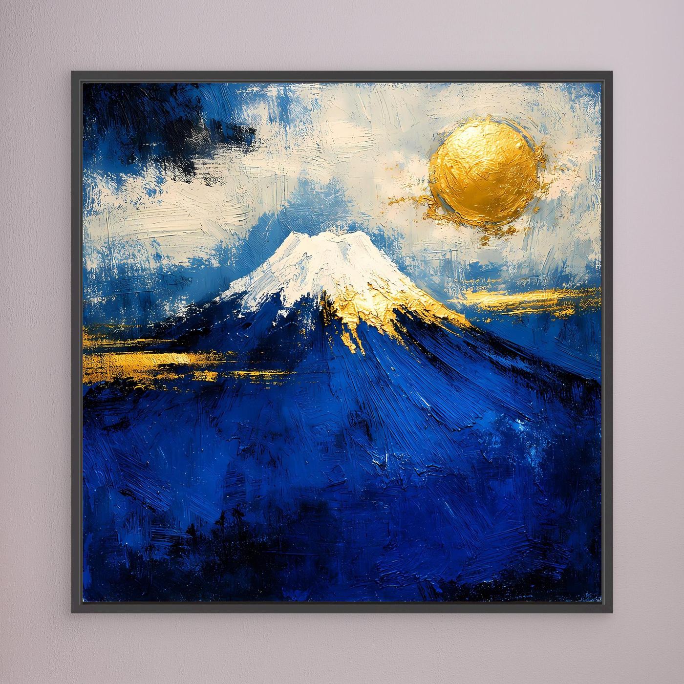 Leinwand Majestätischer Berg Fuji im Sonnenuntergang | Abstraktes Japan Wandbild Moderne Kunst