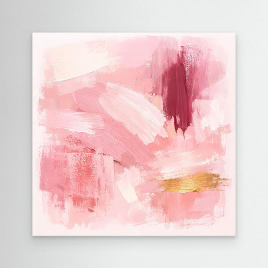 Leinwand Abstraktes Gemälde in Rosa und Gold | Modernes Elegantes Wandbild Pastell