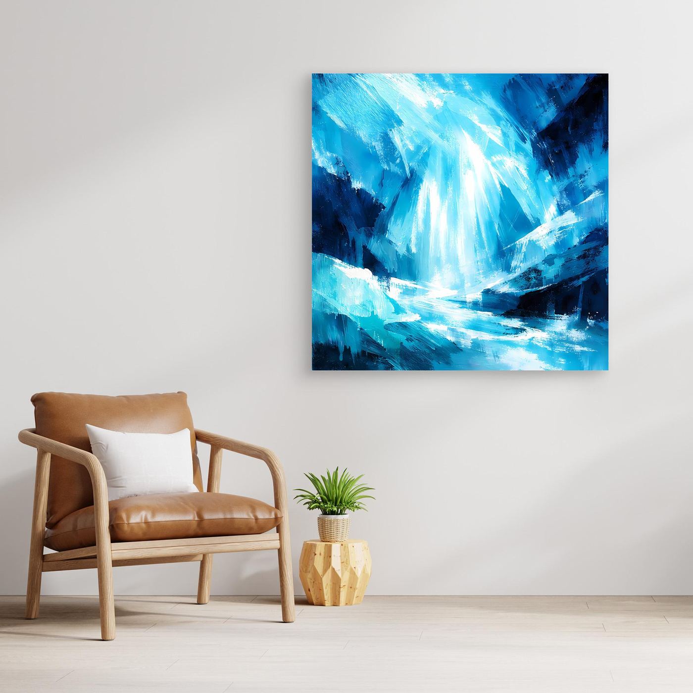 Leinwand Magischer Eiswasserfall | Abstraktes Natur Fantasy Wandbild