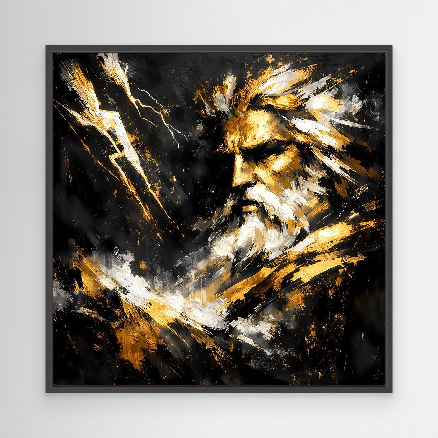 Leinwand Goldener Zeus Göttervater | Abstraktes Mythologie Wandbild Modern