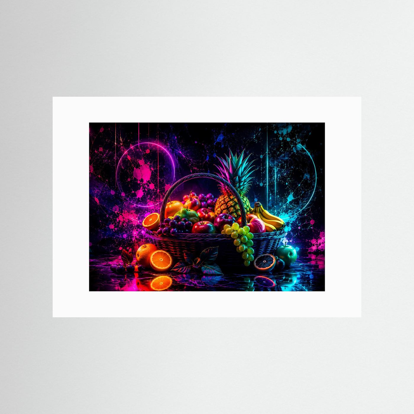 Neon Obstkorb in leuchtenden Farben | Moderne Pop Art mit Früchten