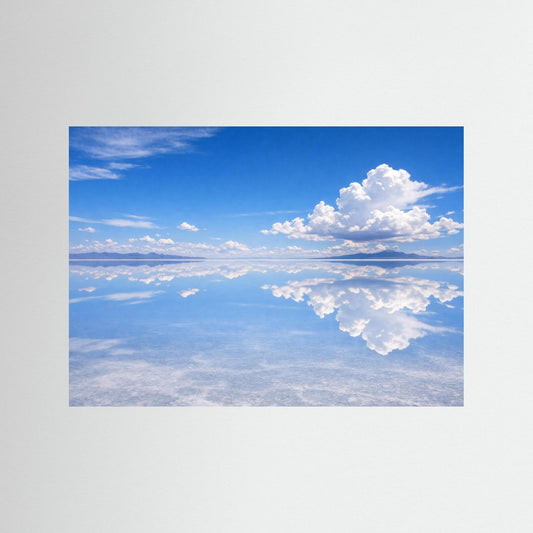 Naturposter im Querformat: Himmel über dem See mit Wolken, blauer Rand