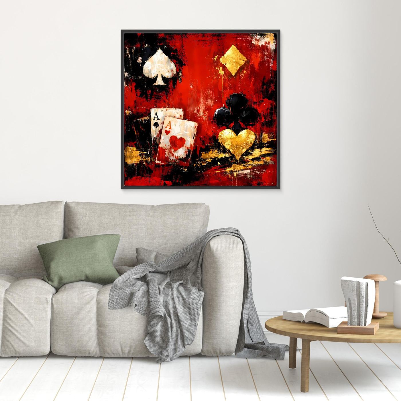 Leinwand Abstraktes Poker-Design mit Assen | Modernes Spielkarten Wandbild Kunst