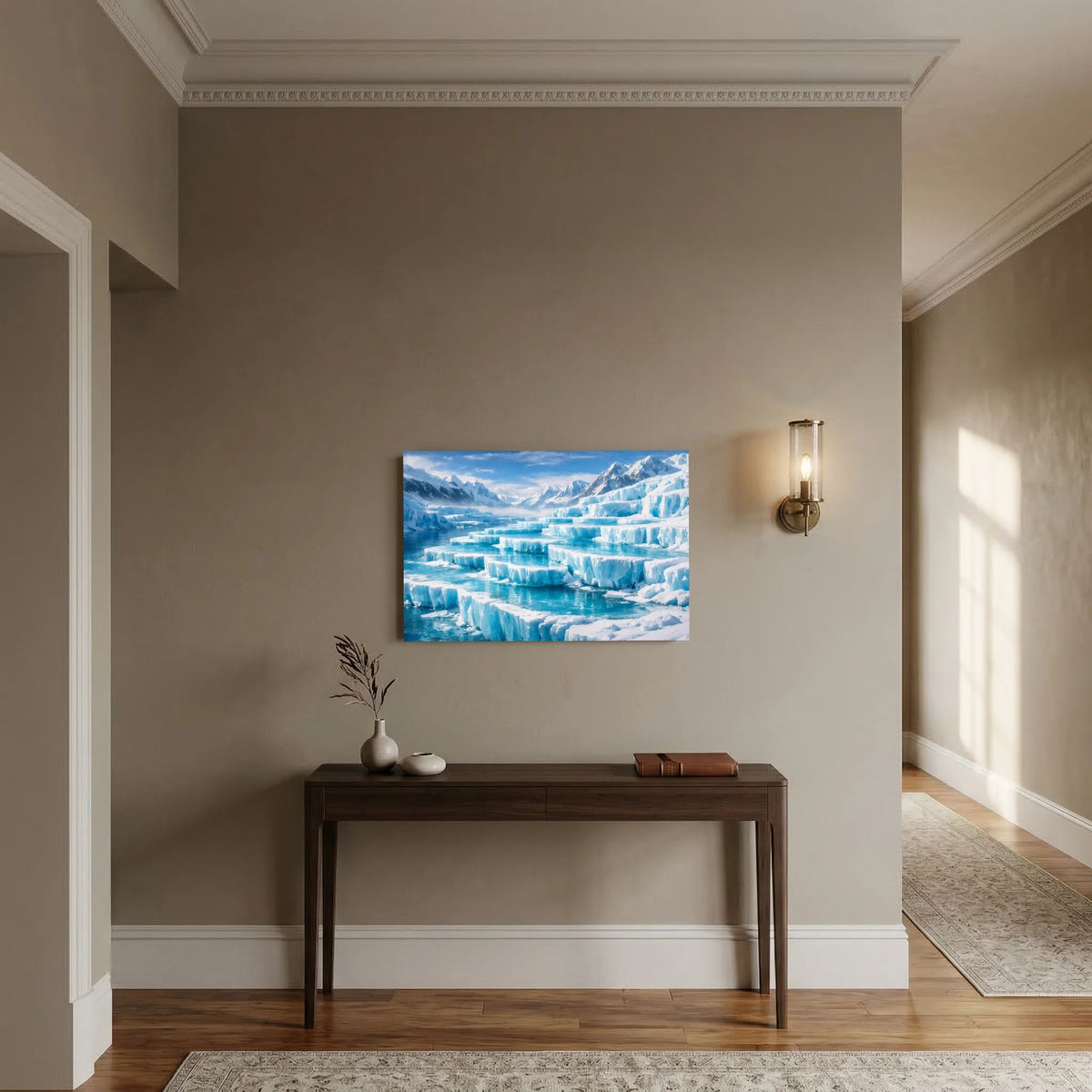 Querformatiges Poster mit Gletscherlandschaft im Eismeer