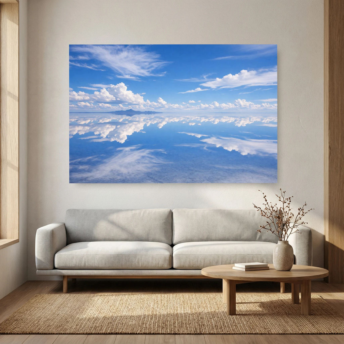 Poster im Querformat mit blauem Himmel und Wolken, rechteckig
