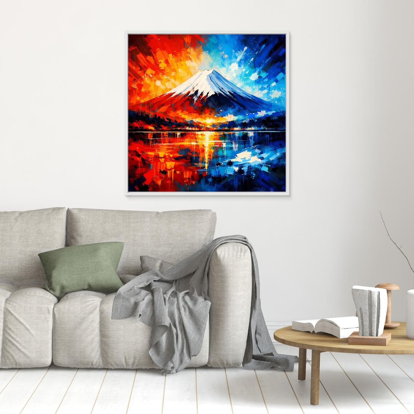 Leinwand Majestätischer Mount Fuji im Feuer- und Eis-Kontrast | Abstraktes Japan Wandbild