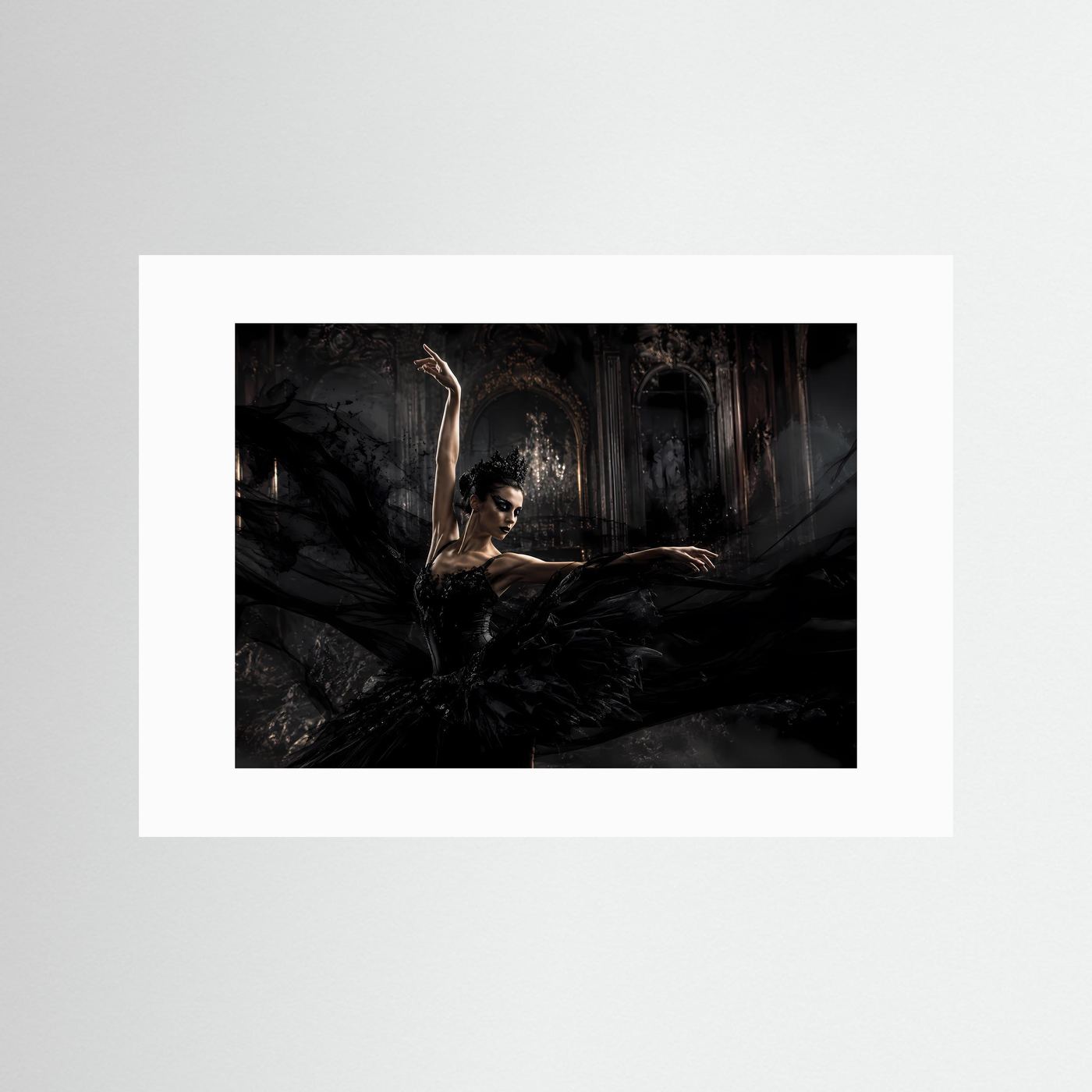Dramatische Schwarzer Schwan Ballerina | Gothic & Eleganz Kunst Poster Querformat