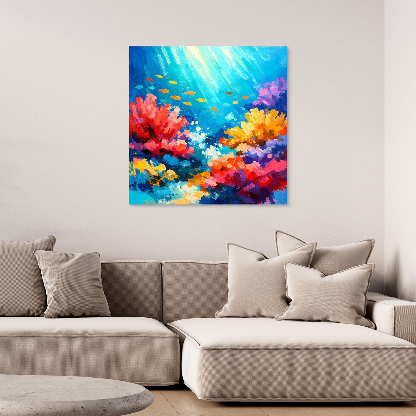 Leinwand Abstraktes Korallenriff Unterwasser | Modernes Ozean Wandbild Bunt