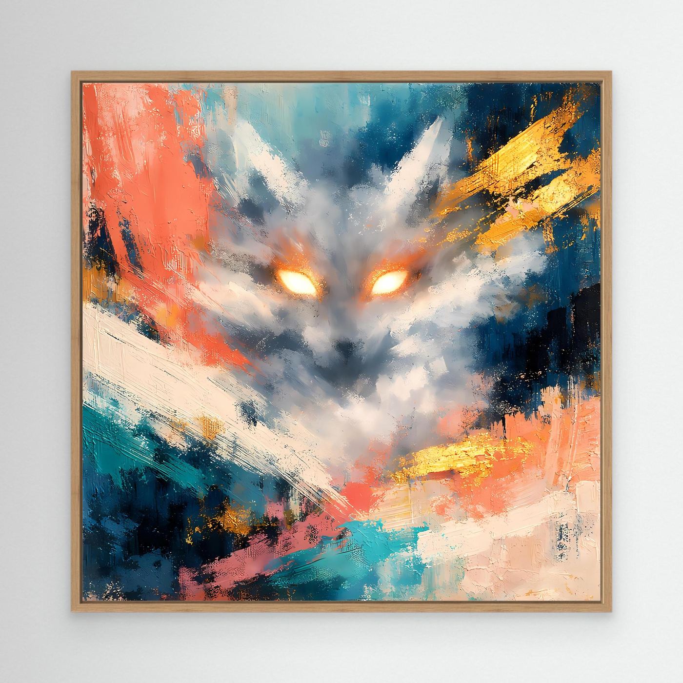 Leinwandbild Abstrakter Kitsune Fuchs | Modernes Japanisches Kunstwerk