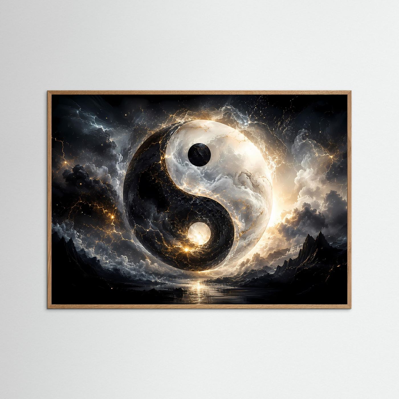 Yin Yang Poster | Spirituelle Wandkunst | Kosmisches Balance Symbol | Abstrakte Schwarz Weiß Kunst | Moderner Fine Art Kunstdruck