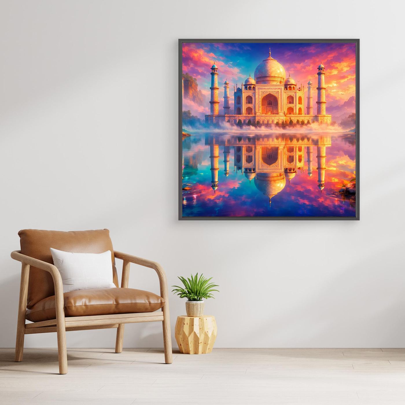 Leinwandbild Magisches Taj Mahal | Orientalisches Palast Wandbild auf echtem Holzkeilrahmen
