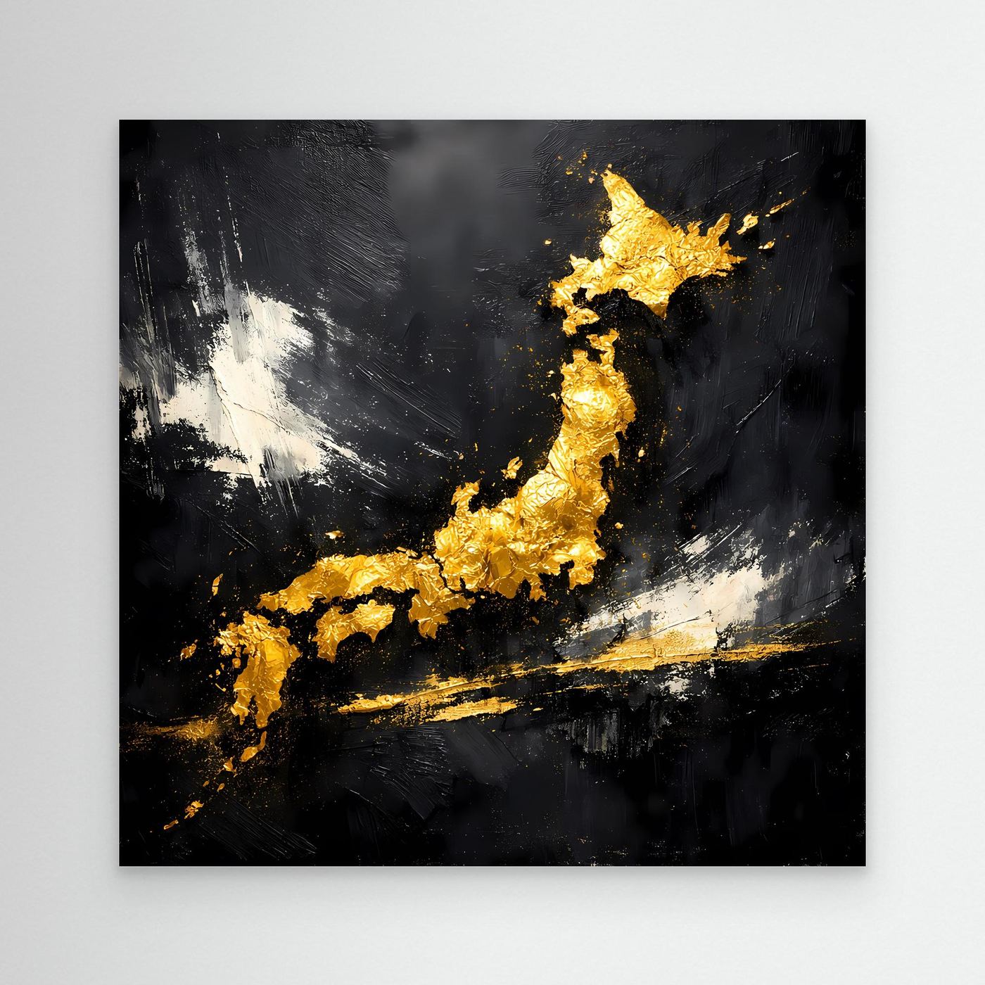 Leinwand Elegante Japan-Karte in Gold & Schwarz | Modernes Abstraktes Wandbild