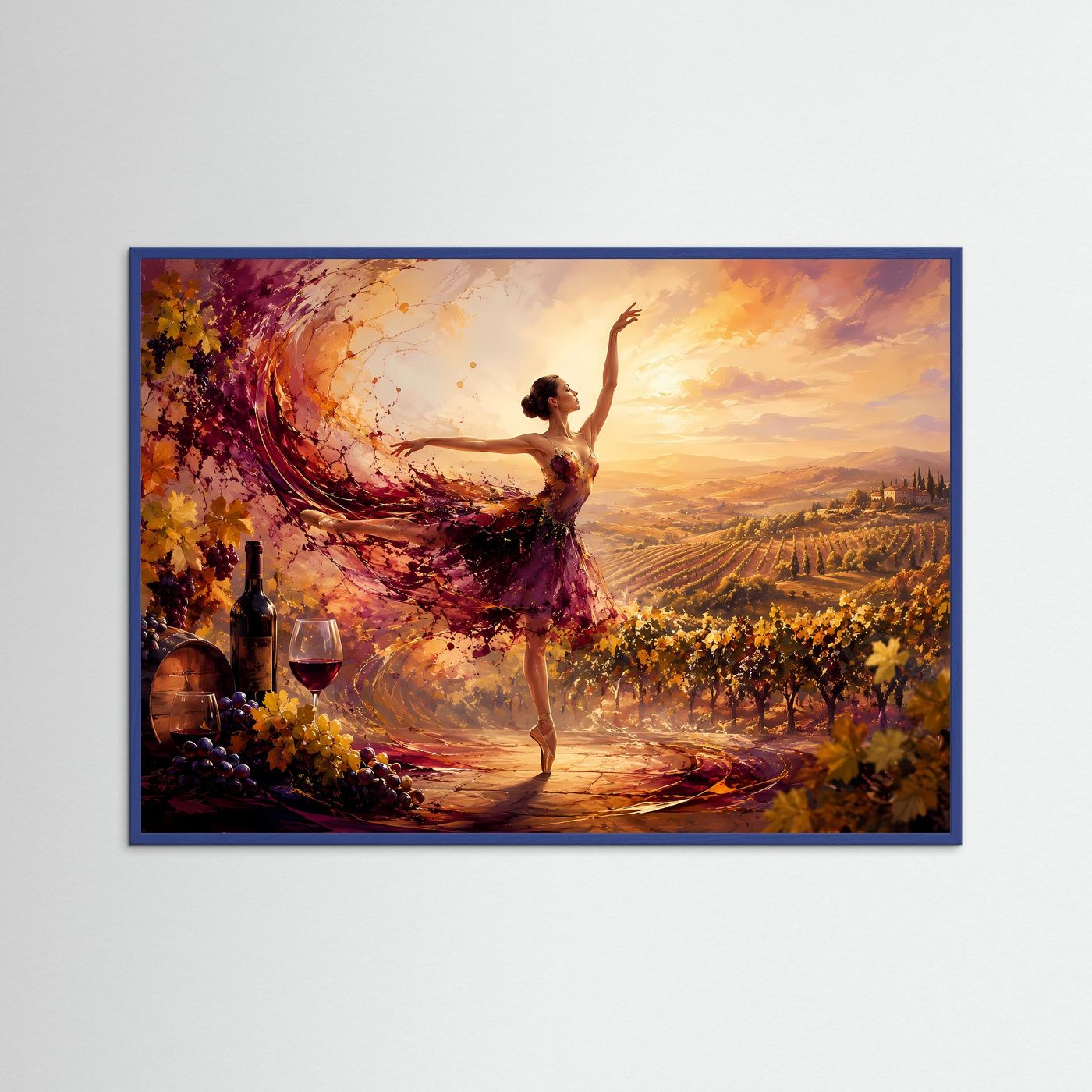 Ballerina im Weinberg | Elegantes Tanz Poster mit Toskana & Weinromantik