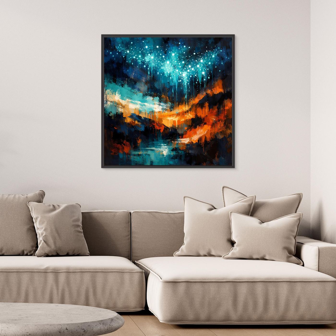 Leinwand Magische Glühwürmchen-Höhle | Abstraktes Natur Fantasy Wandbild