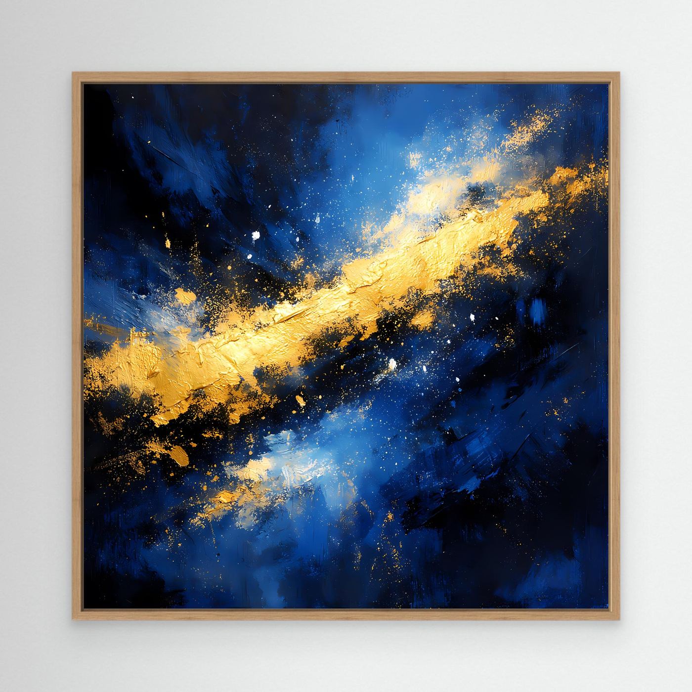 Leinwand Abstraktes Universum in Blau und Gold | Modernes Kosmos Wandbild