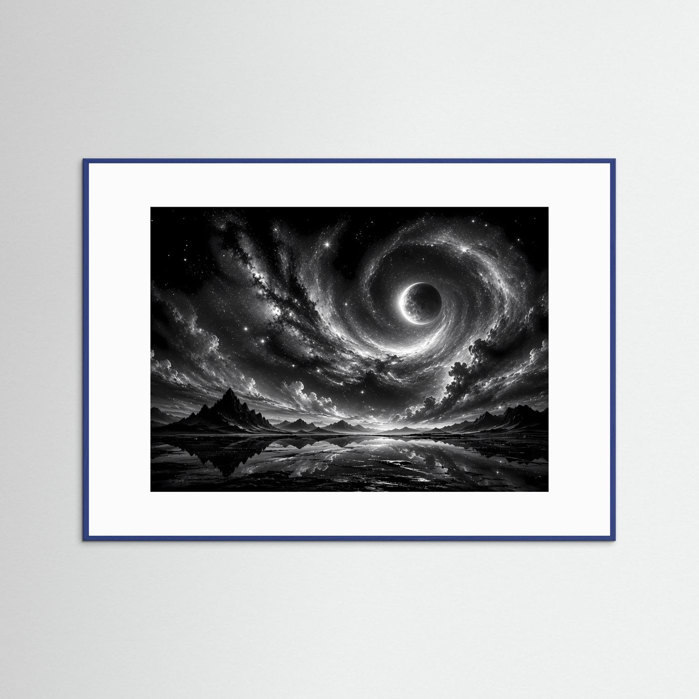 Schwarz Weiß Weltall Poster | Kosmisches Universum Wandbild | Abstrakte Galaxie Modern | Monochrome Wandkunst