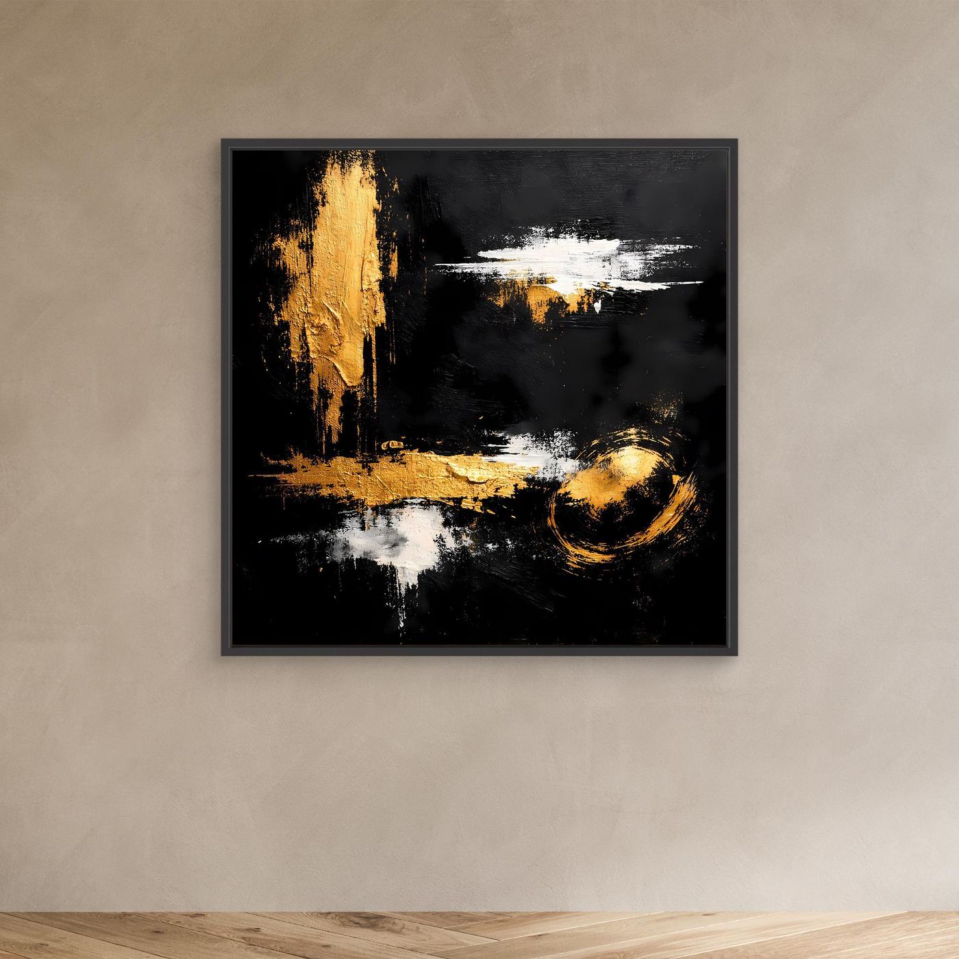 Leinwand Abstraktes Meisterwerk in Gold und Weiß | Modernes Galerie Wandbild