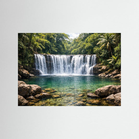 Tropischer Dschungel-Wasserfall im Paradies | Natur & Urwald Poster Querformat