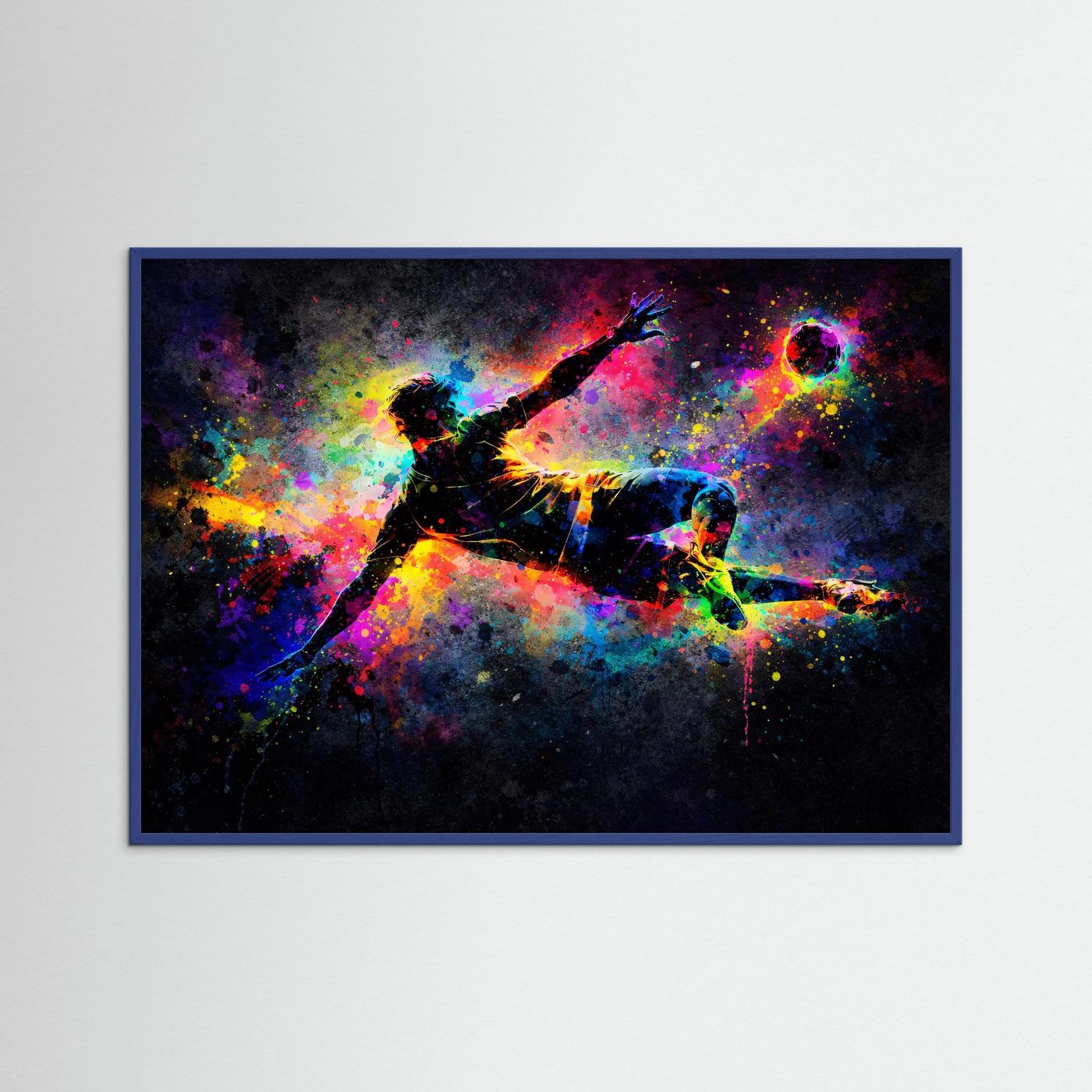 Poster Fußballer beim Fallrückzieher | Modernes Abstraktes Sport Wandbild