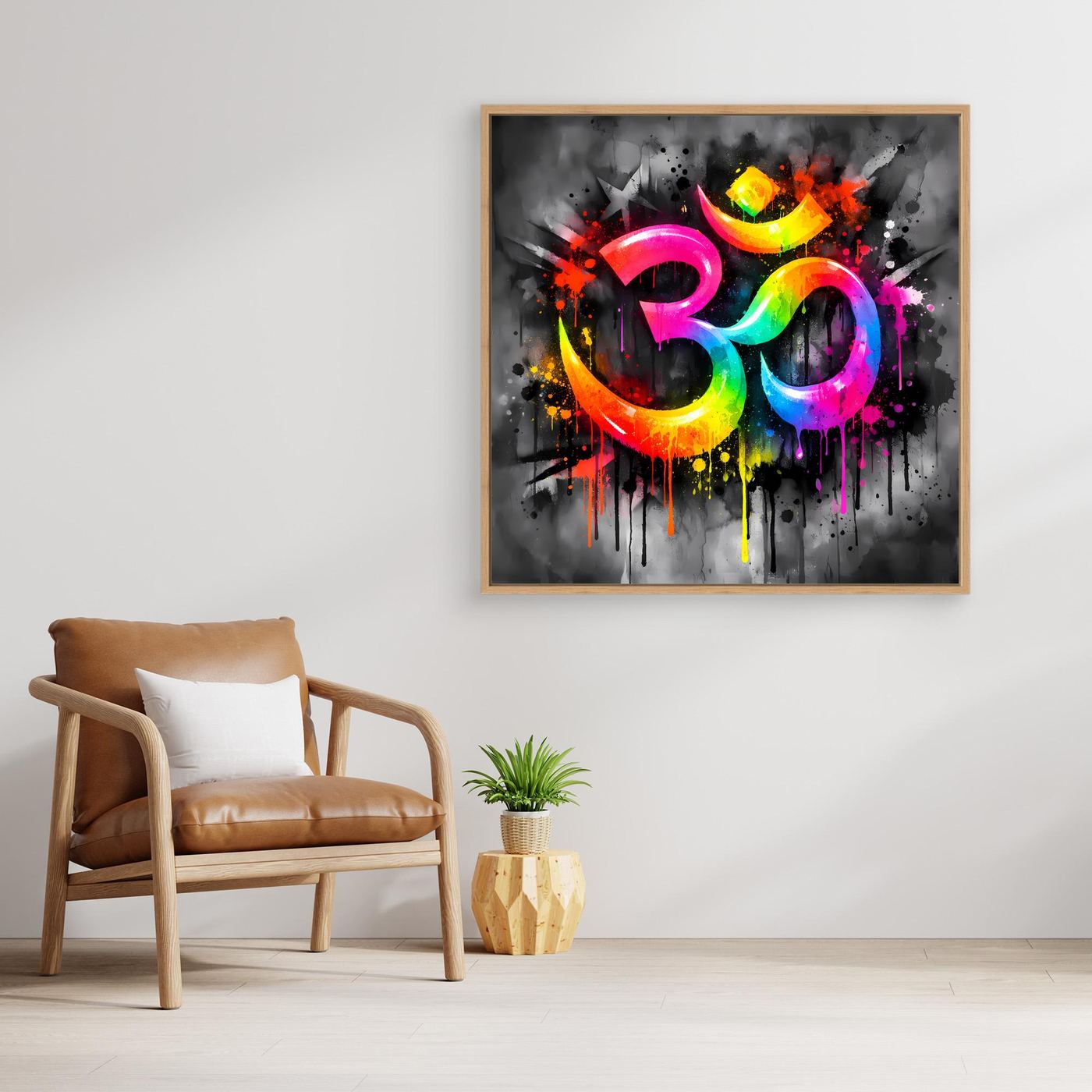 Leinwandbild Spirituelles Om-Symbol | Abstraktes Yoga & Meditation Wandbild auf Keilrahmen