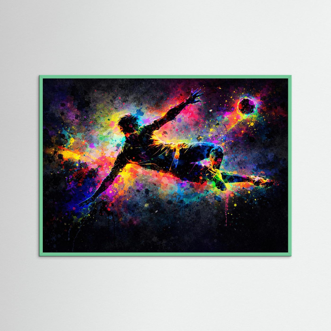 Poster Fußballer beim Fallrückzieher | Modernes Abstraktes Sport Wandbild