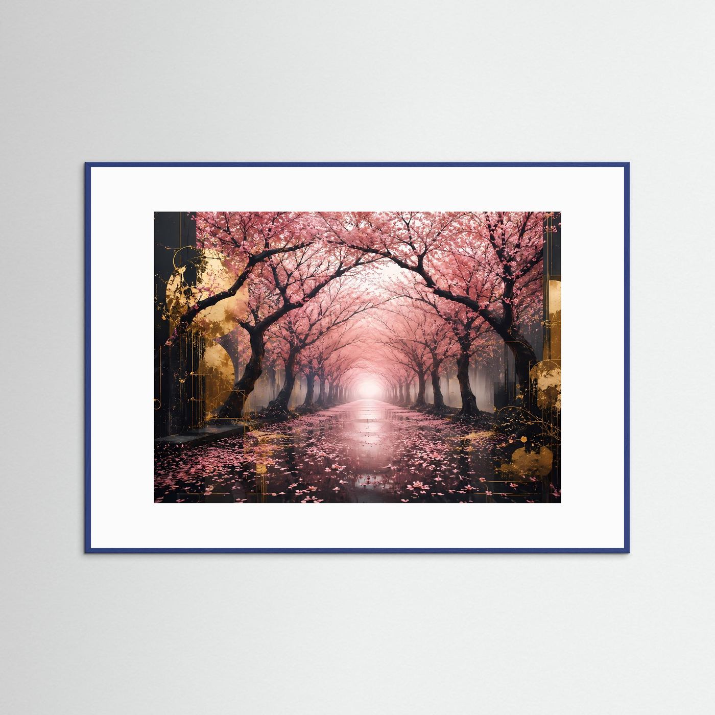 Kirschblütenallee Poster | Sakura Wandbild | Japanische Frühlingslandschaft | Rosa Blüten Kunst | Premium Leinwandbild