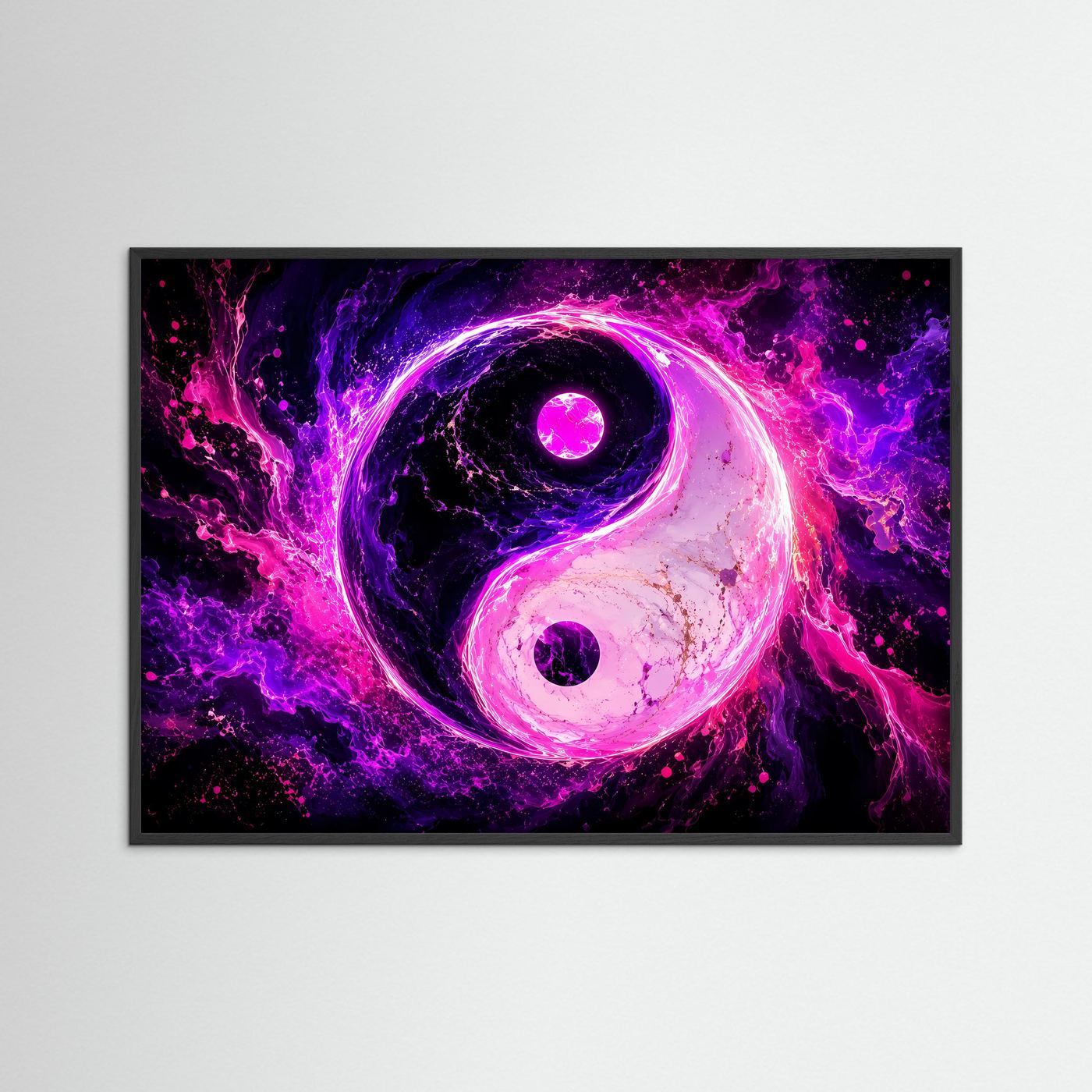 Yin Yang Poster Neon Pink | Spirituelle Wandkunst | Abstraktes Balance Symbol | Moderne Zen Kunst | Energie & Harmonie | Premium Fine Art