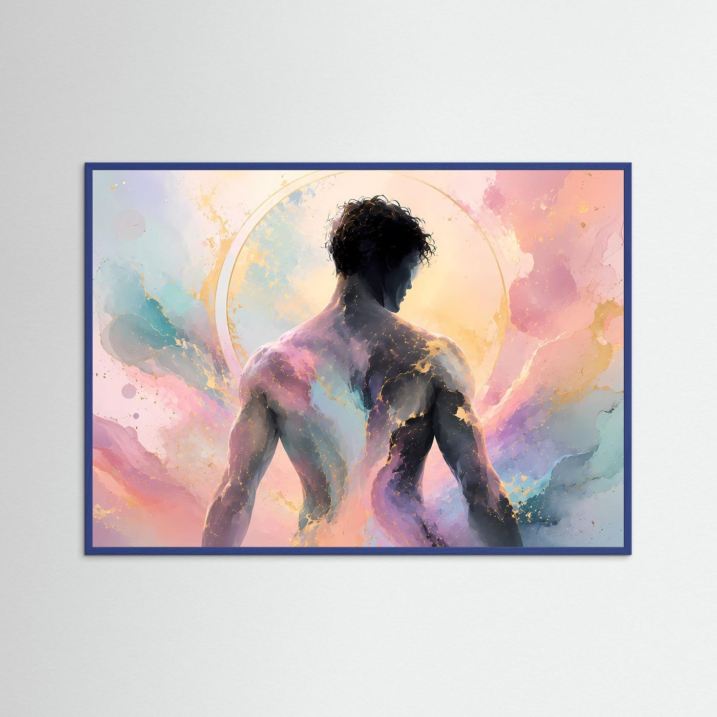 Männer Silhouette Poster Querformat | Abstrakte Figur in Pastell | Moderne Minimalistische Wandkunst