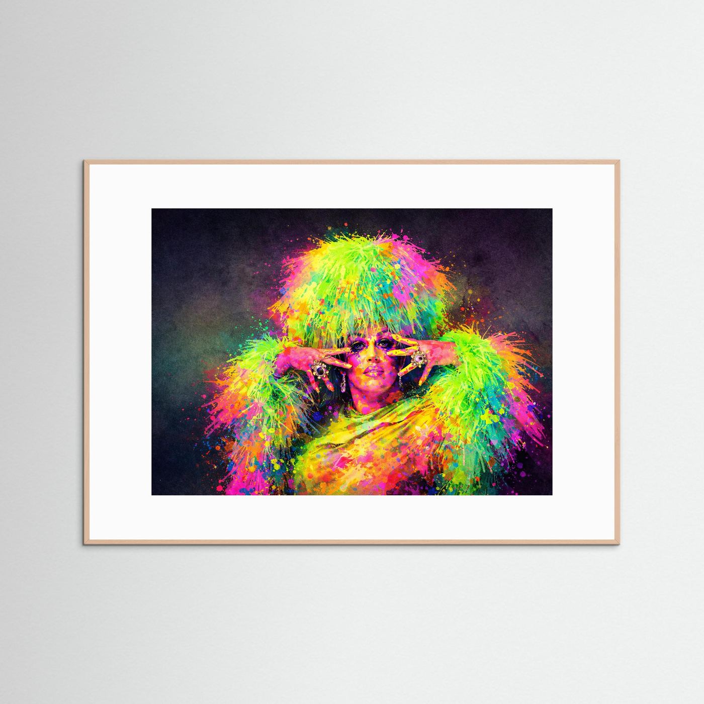 Glamouröse Neon-Ikone | Moderner Pop Art Print Querformat Wandbild