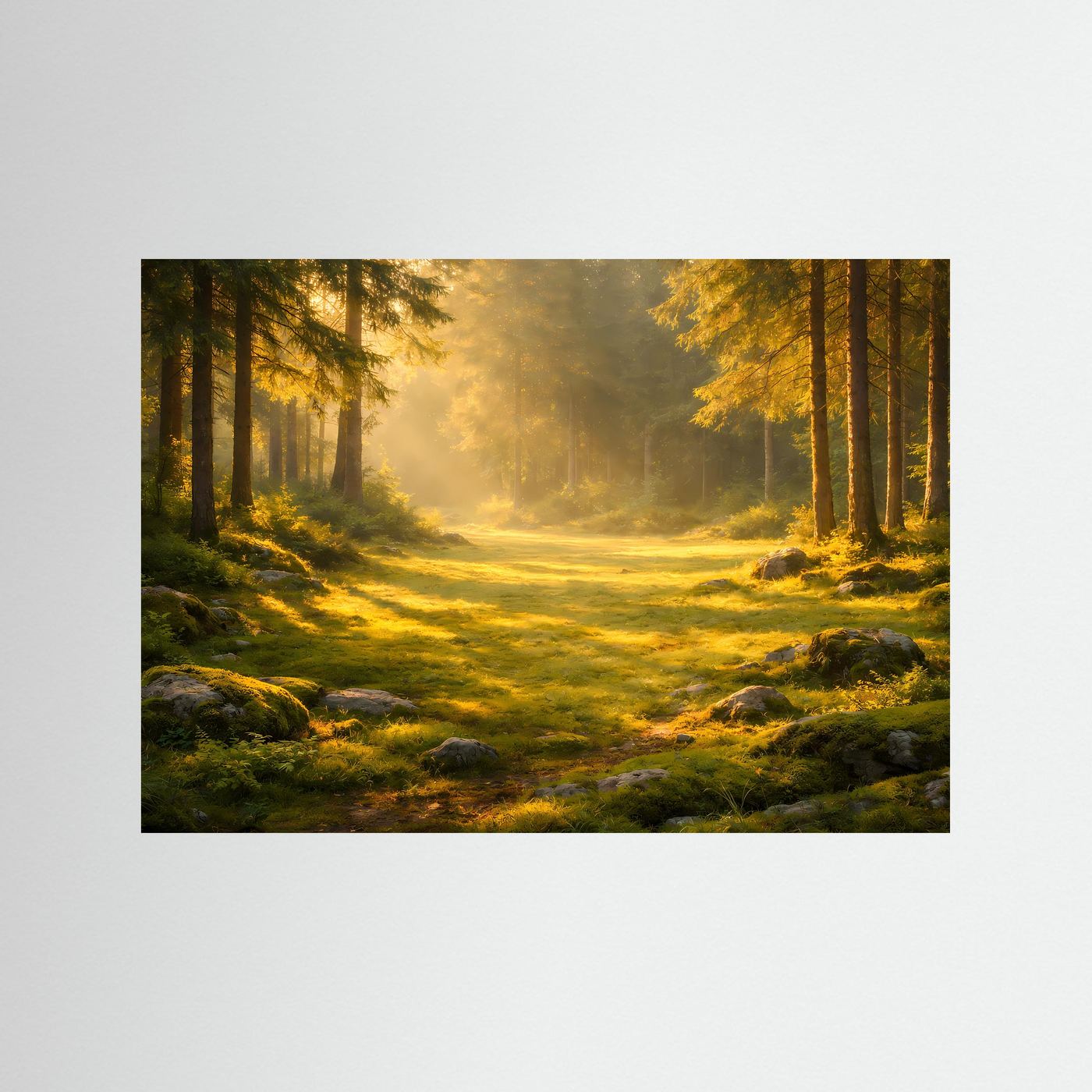 Magischer Sonnenstrahl im verzauberten Wald | Natur & Landschafts-Wandbild