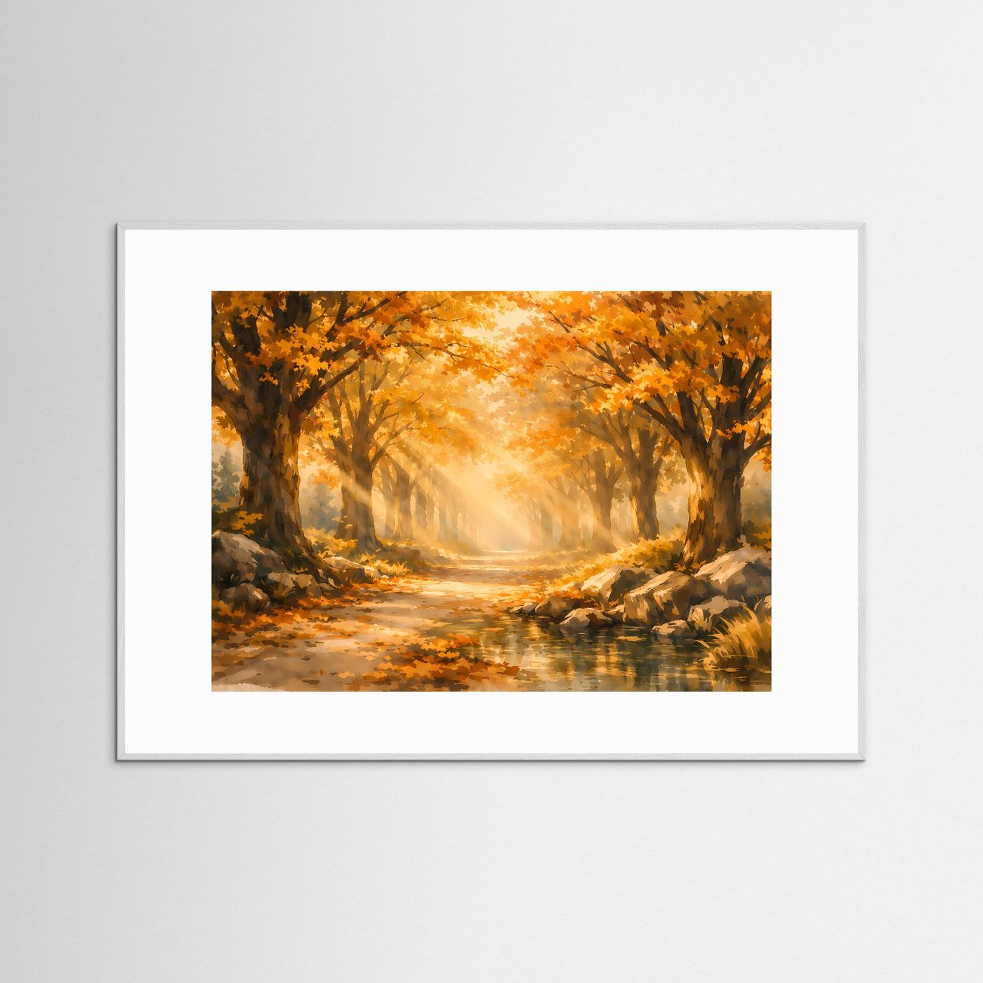 Goldener Herbstwald im Sonnenlicht | Panorama Natur & Wald Poster Querformat