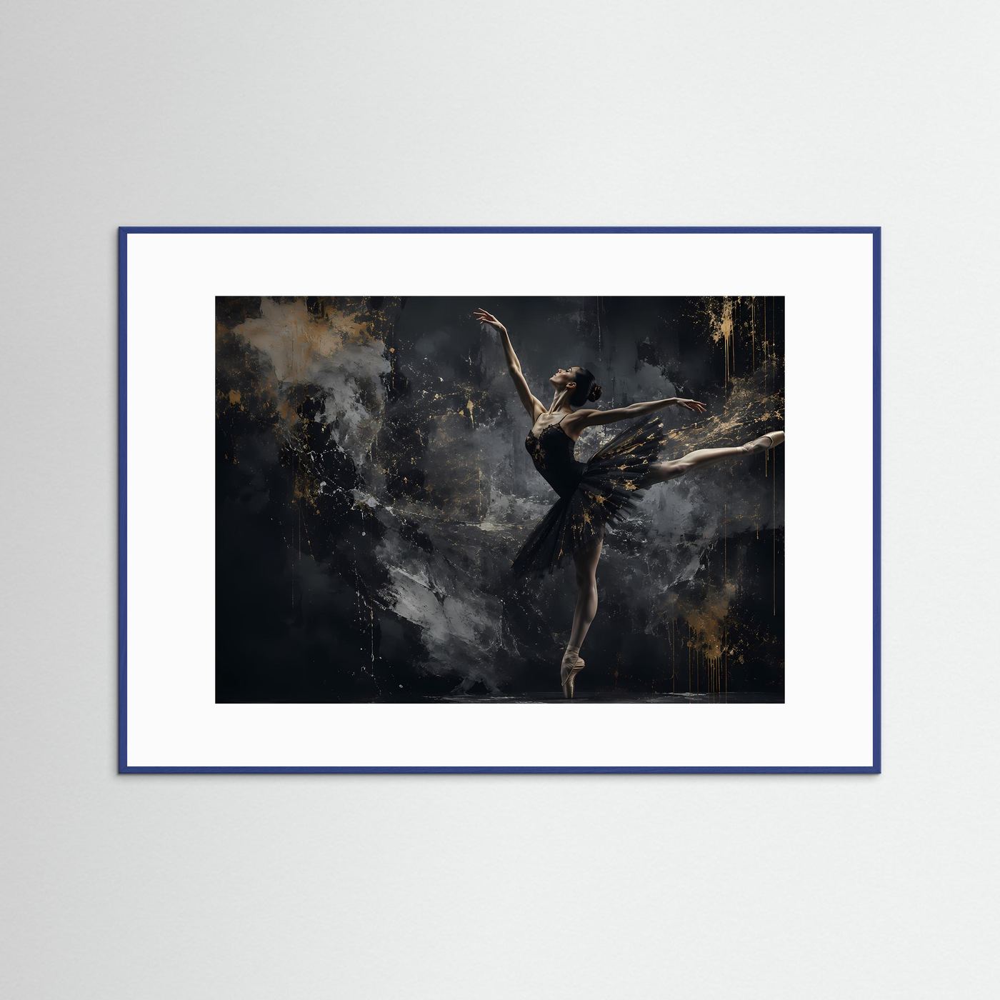 Elegante Ballerina in Schwarz & Gold | Moderne Tanzkunst Poster