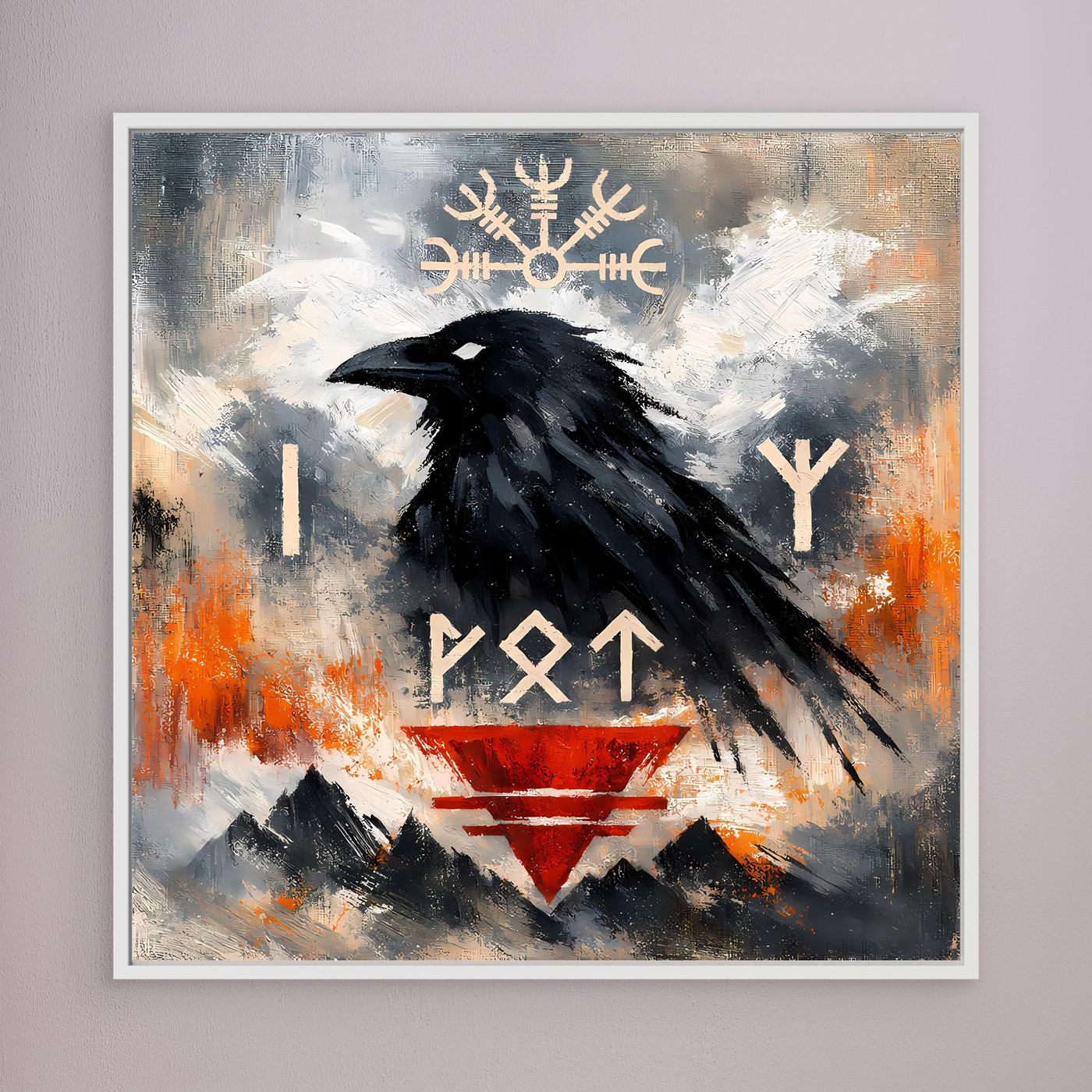 Leinwand Odin's Rabe | Wikinger Runen & Vegvísir Nordisches Wandbild