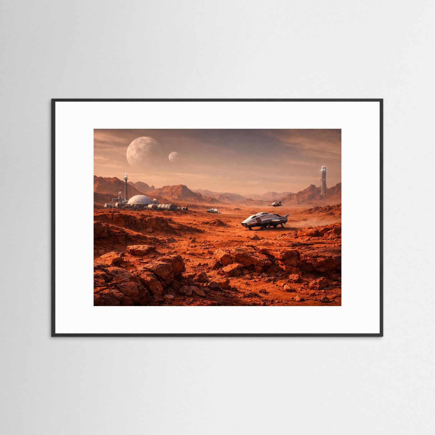 Kolonie auf dem roten Planeten | Sci-Fi Space Poster Querformat