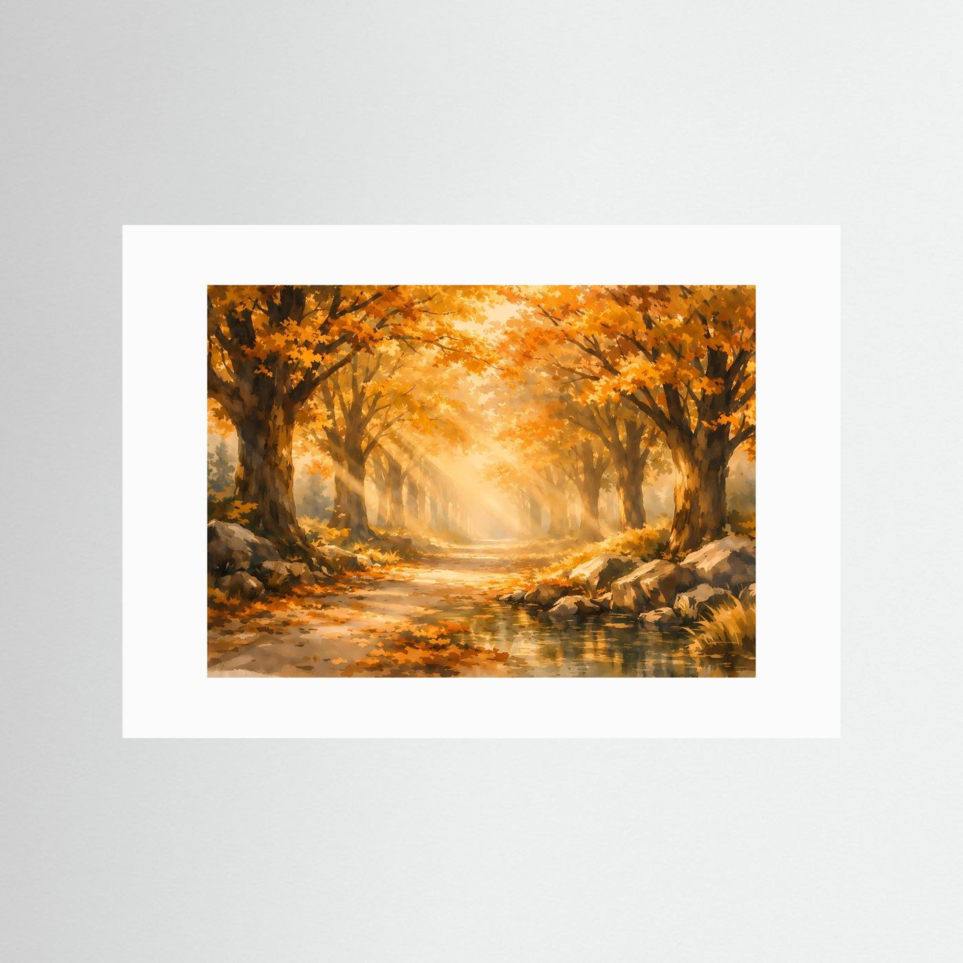 Goldener Herbstwald im Sonnenlicht | Panorama Natur & Wald Poster Querformat