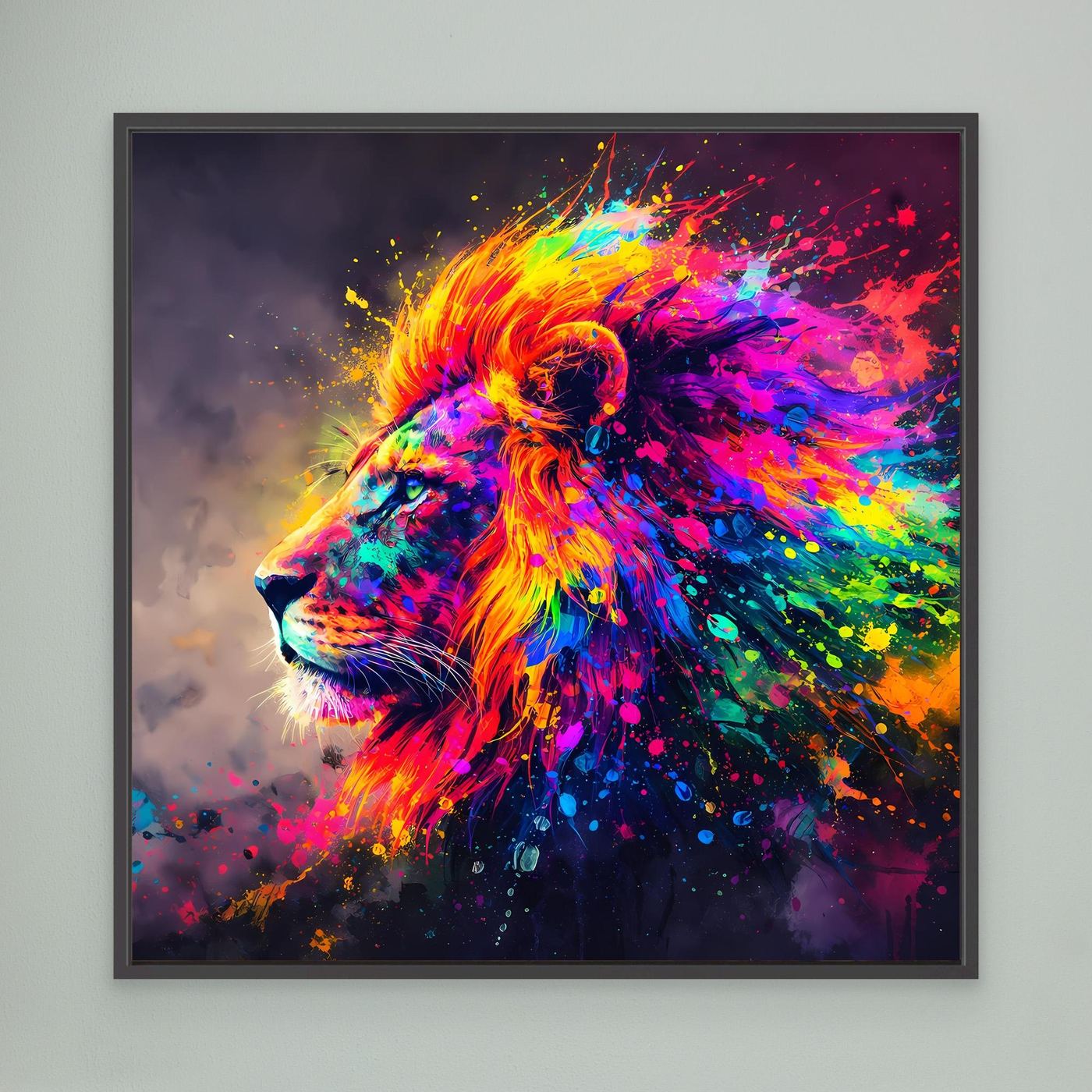 Leinwandbild Majestätischer Löwe | Abstraktes Pop-Art Löwen Wandbild auf Keilrahmen