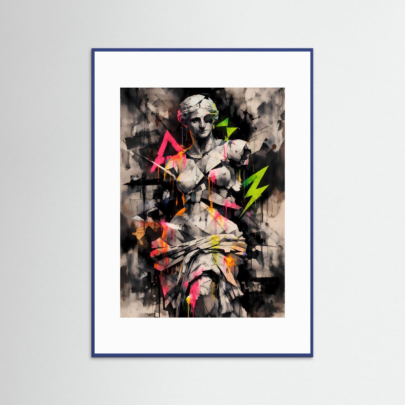 The Neon Venus | Luxuriöses Skulpturen Poster Bunt & Dunkel | Abstraktes Statue Kunstposter Hochformat