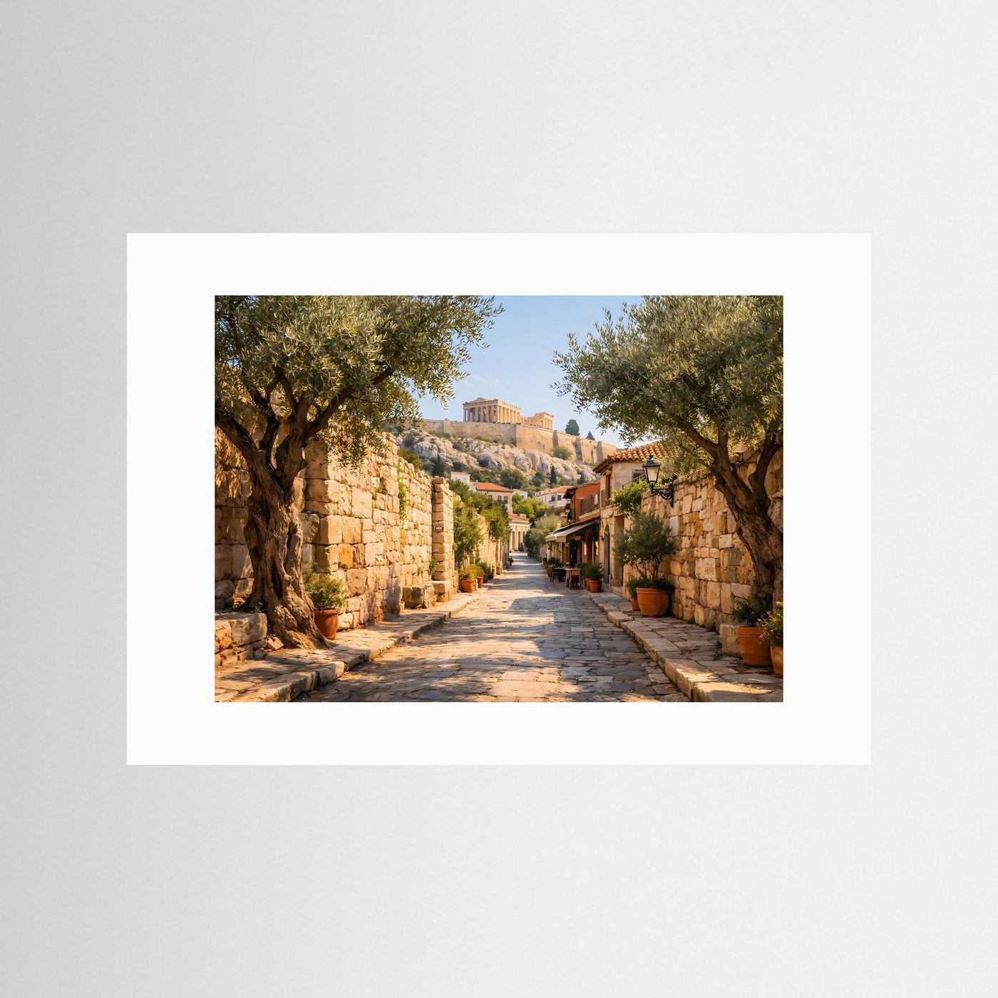 Poster mit Foto einer Altstadtgasse in Athen, ohne Rahmen