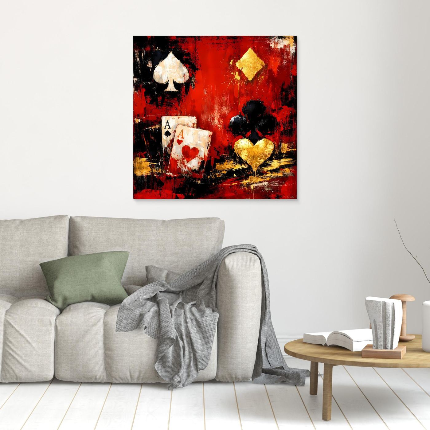 Leinwand Abstraktes Poker-Design mit Assen | Modernes Spielkarten Wandbild Kunst