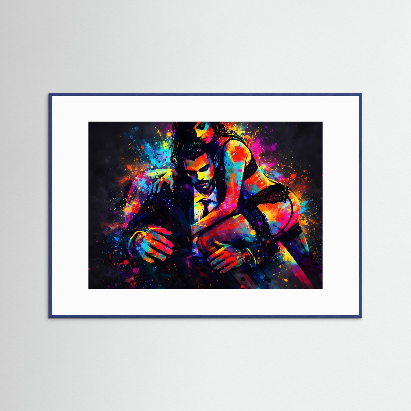 Abstrakte Duo‑Farbszene | Buntes Kunstposter Querformat