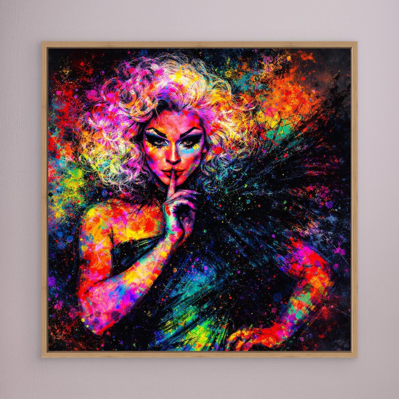 Leinwandbild Drag Queen Pop-Art | Bunte Farbexplosion Wandbild auf Keilrahmen
