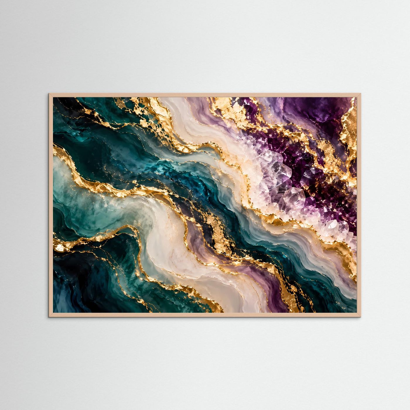 Abstrakte Geode Poster | Edelstein Wandkunst Gold | Luxuriöse Marmor Kunst | Moderne Kristall Wanddekoration